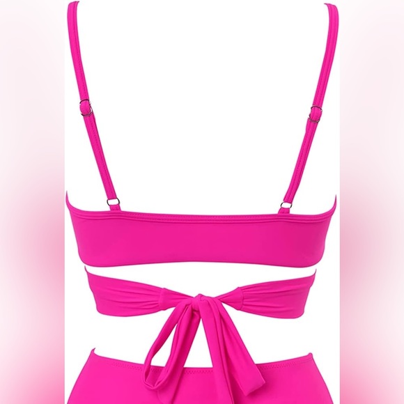 325. SMALL NWT Women Wrap Bikini Top Push Up Padded Swimsuit Top Criss Cross Tie - Picture 2 of 7